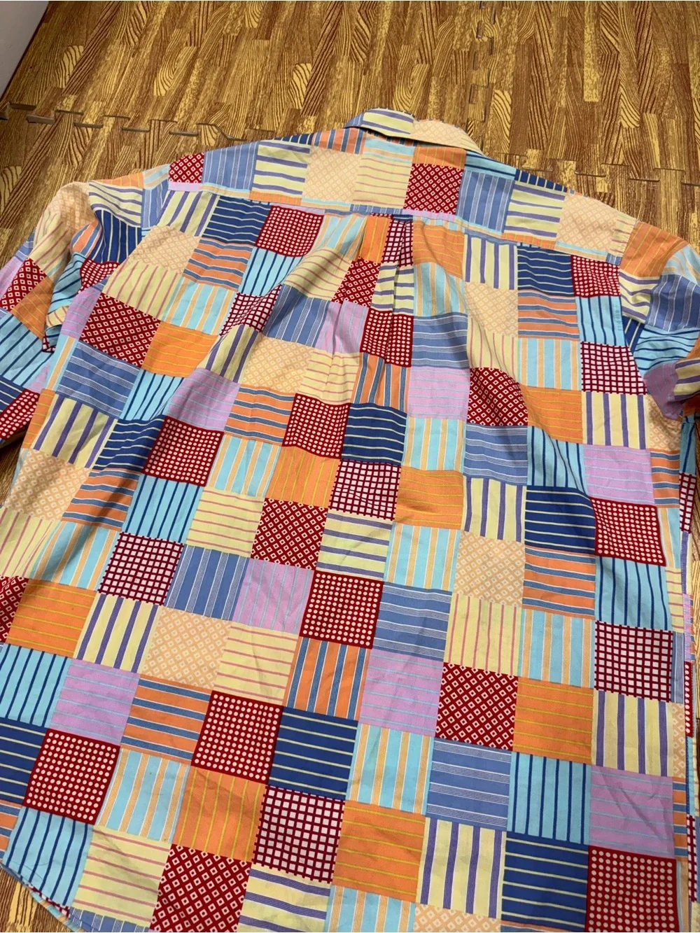 Vintage J Crew Oarsman Cotton Patchwork Plaid Button Dress Shirt Mens L Preppy